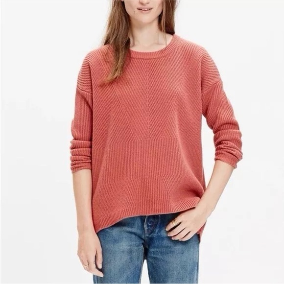 Madewell 100% Merino Wool Moderne Salmon Sweater Pullover Knit Thick Small Pink - Picture 1 of 10